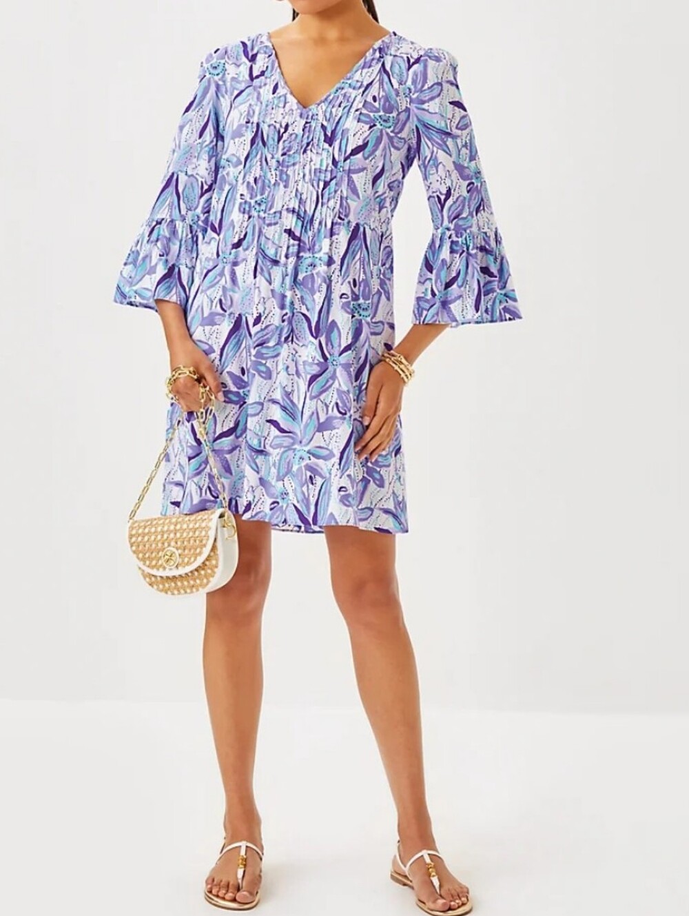 Lilly Pulitzer Danika 3/Sleeve TunicDress Tropicalia Purple Elephant InThe Bloom